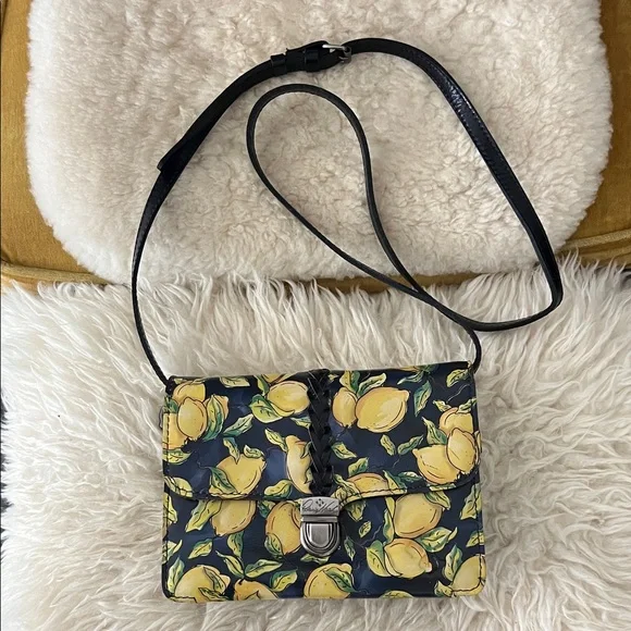 Patricia Nash Black and Yellow Lemon Crossbody Bag - Picture 1 of 10
